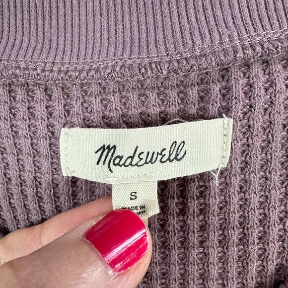 Madewell Sweater Women Small Purple Pink Waffle Knit V Neck Pullover Long Sleeve - Picture 4 of 7